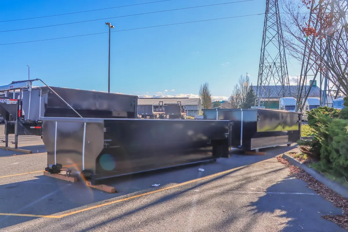 Roll-off dumpster ready for waste disposal at job site for 4 Yard Dumpster Rental in Fircrest